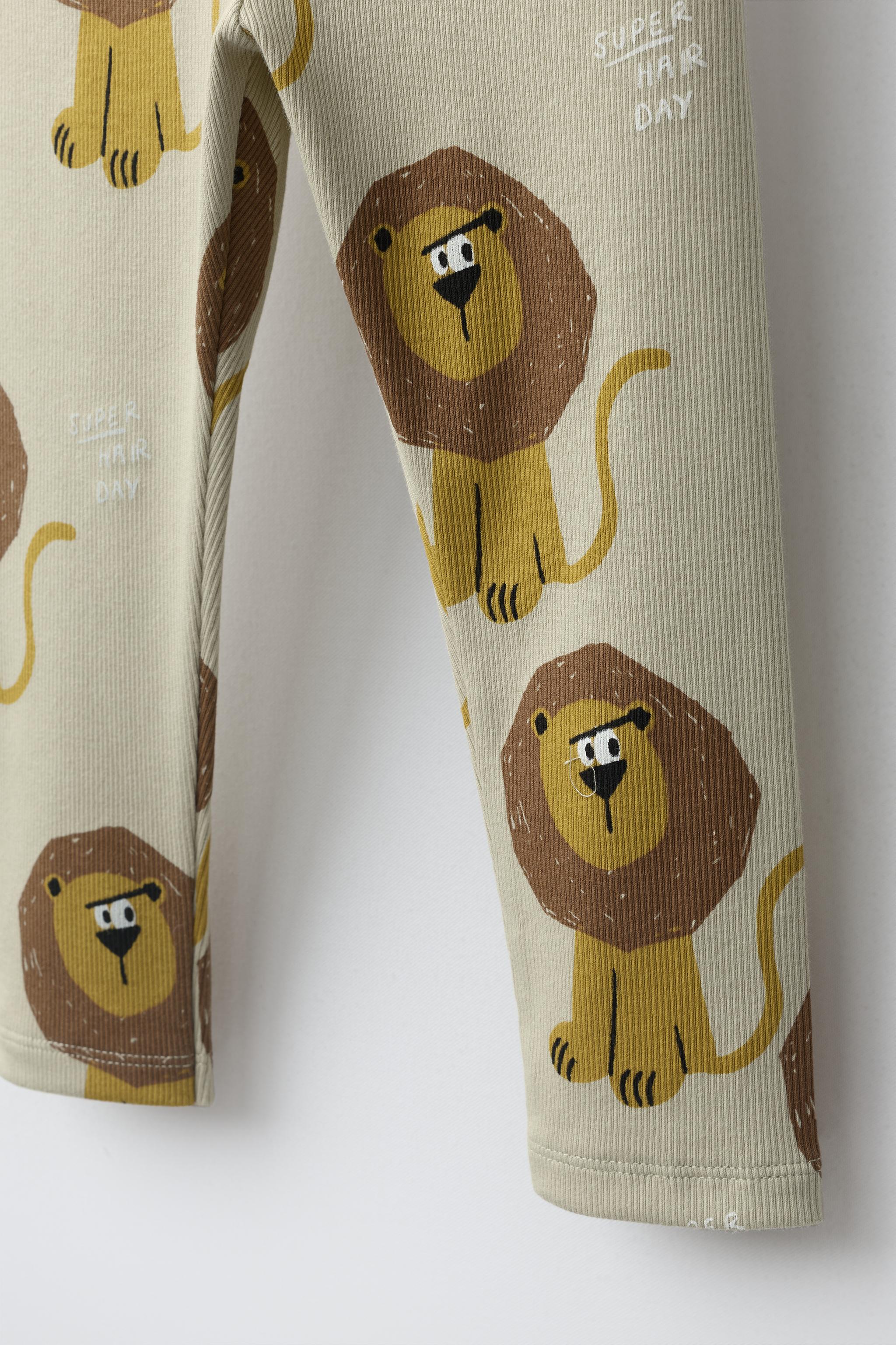 LION PRINT RIBBED LEGGINGS